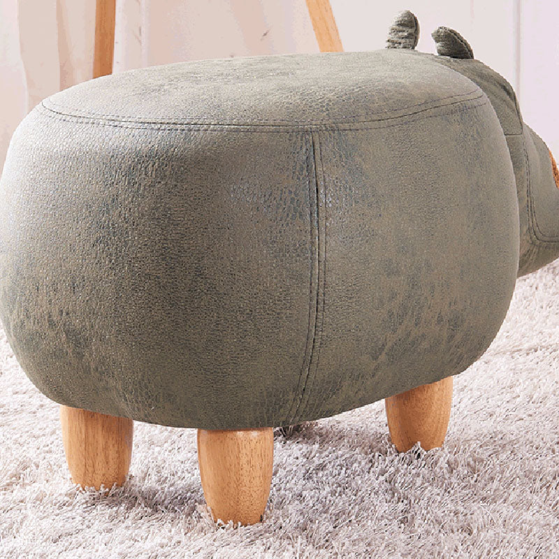 Leather Standard Stool Modern Style Simple Household Hippo Footstool