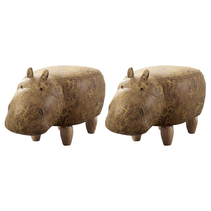 Leather Standard Stool Modern Style Simple Household Hippo Footstool