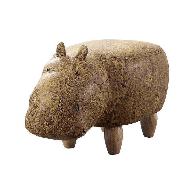 Leather Standard Stool Modern Style Simple Household Hippo Footstool