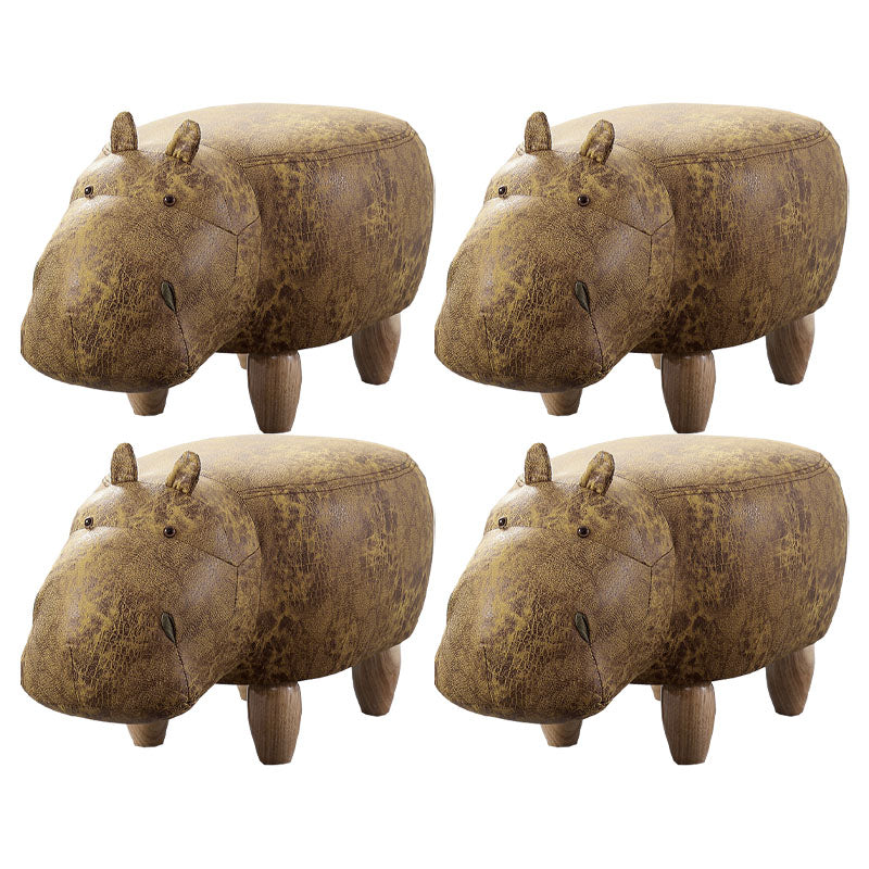 Leather Standard Stool Modern Style Simple Household Hippo Footstool