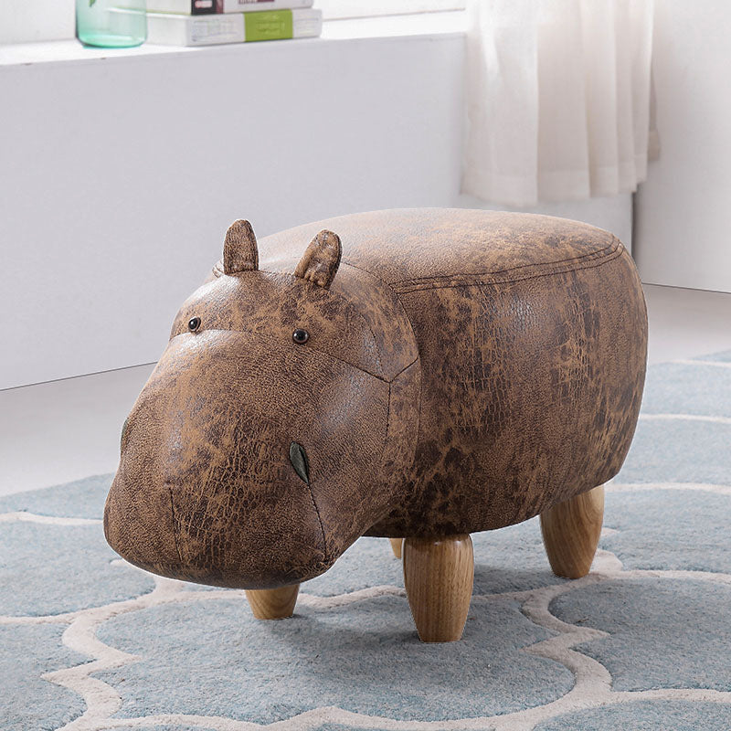 Leather Standard Stool Modern Style Simple Household Hippo Footstool