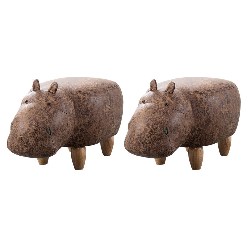 Leather Standard Stool Modern Style Simple Household Hippo Footstool