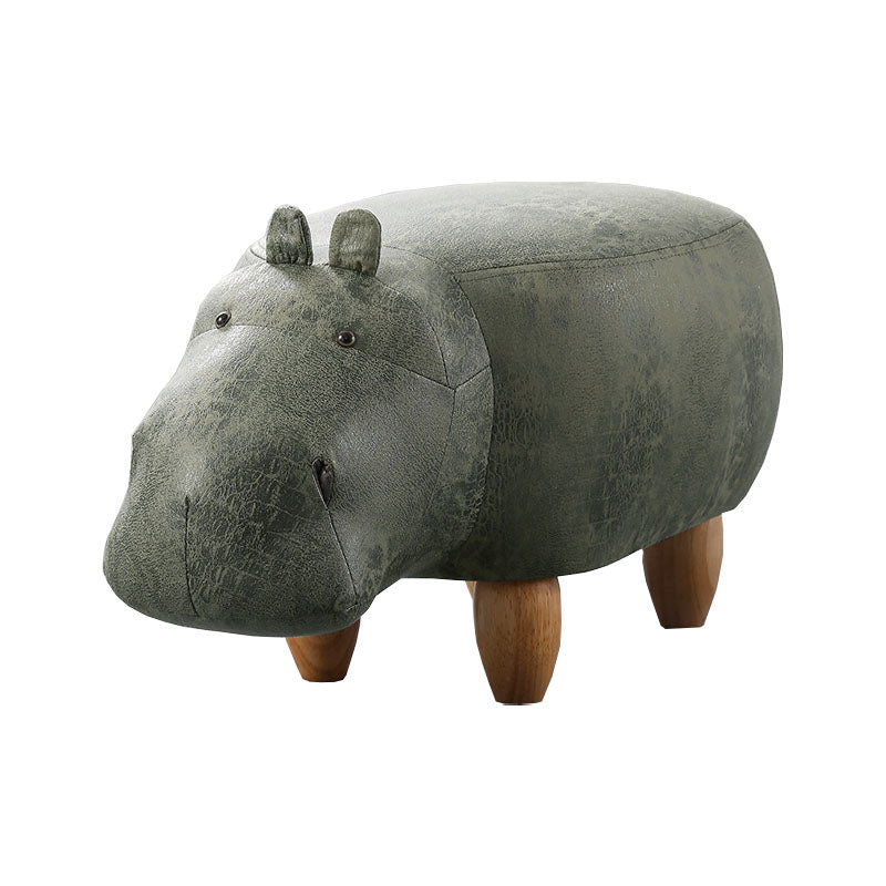 Leather Standard Stool Modern Style Simple Household Hippo Footstool
