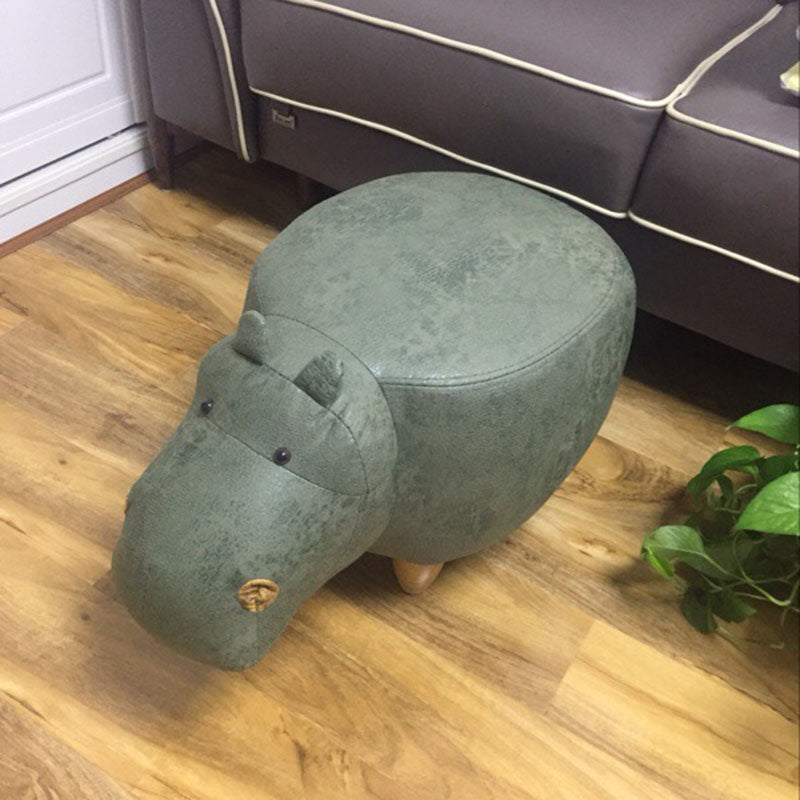 Leather Standard Stool Modern Style Simple Household Hippo Footstool