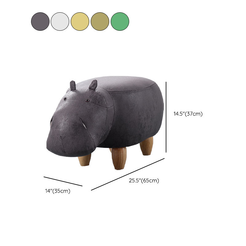 Leather Standard Stool Modern Style Simple Household Hippo Footstool