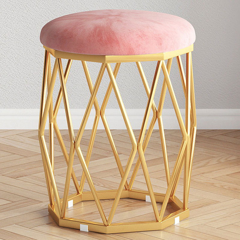 Solid Color Flannel Standard Stool Modern Style Simple Round Cushion Stool