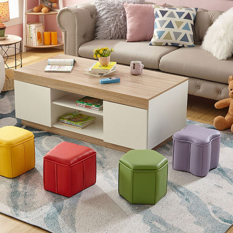 Solid Color Leather Standard Stool Modern Style Simple Unique Shape Footrest