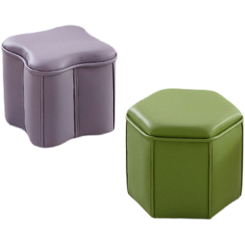 Solid Color Leather Standard Stool Modern Style Simple Unique Shape Footrest