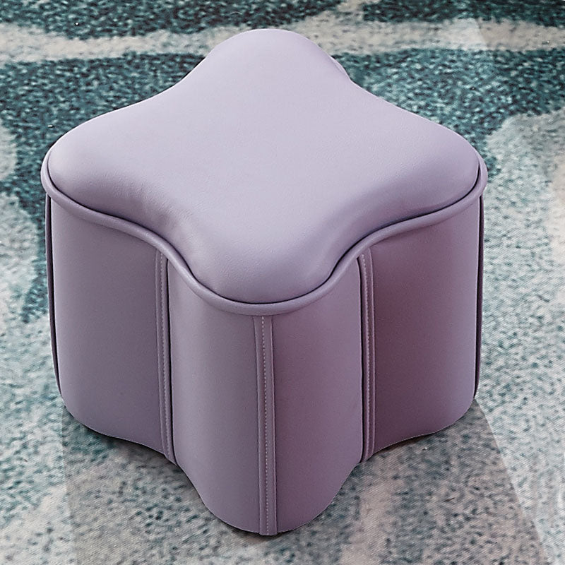 Solid Color Leather Standard Stool Modern Style Simple Unique Shape Footrest