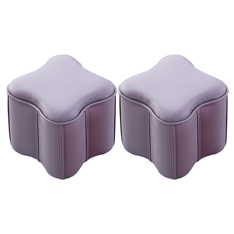 Solid Color Leather Standard Stool Modern Style Simple Unique Shape Footrest