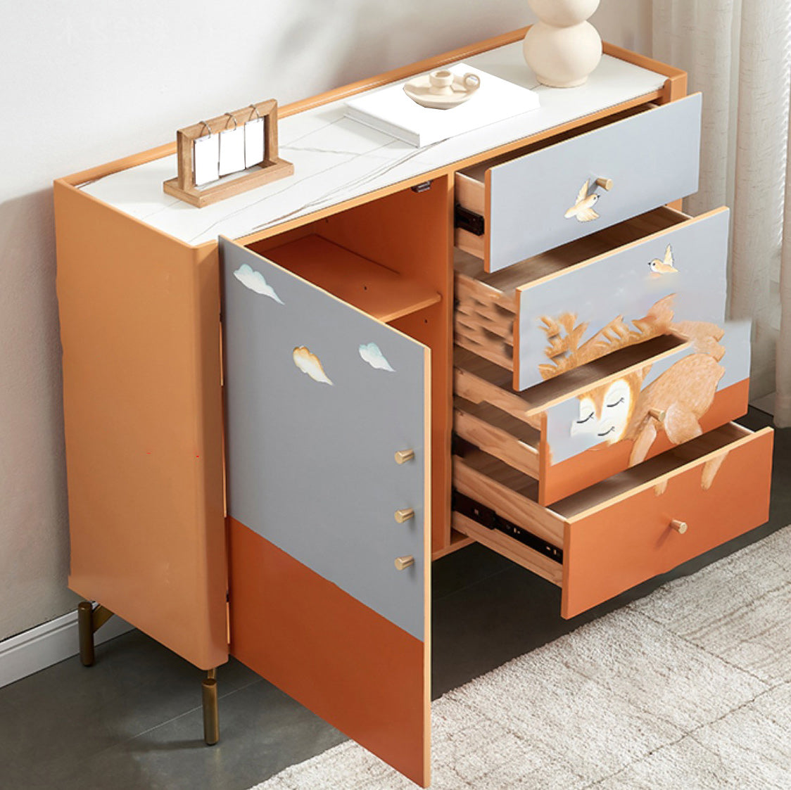 Classic Glam Storage Chest Stone Storage Chest Dresser for Bedroom