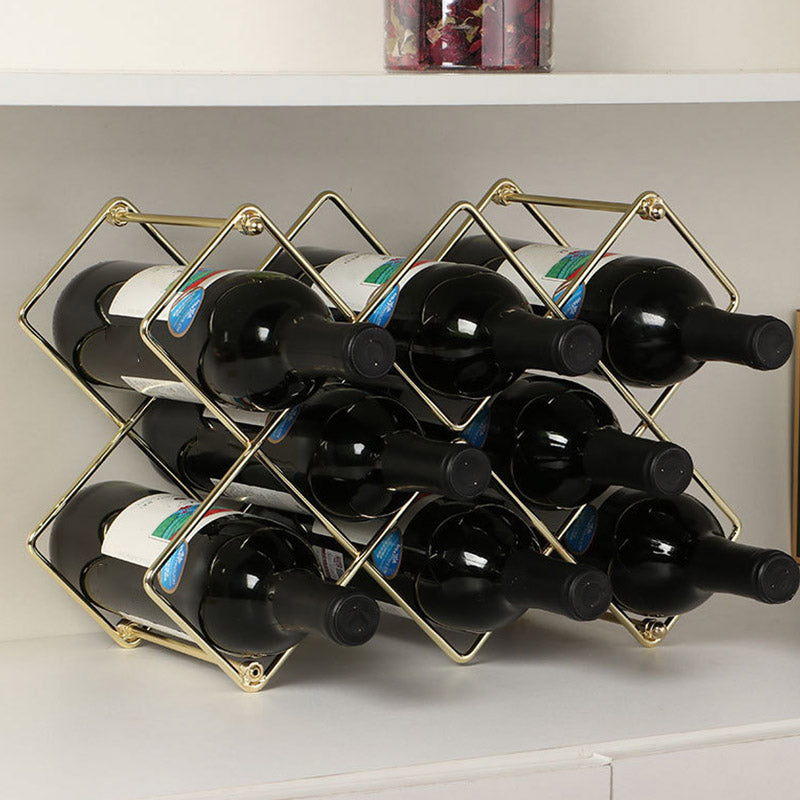 Metal Wine Bottle Rack Glam Style Wine Bottle Rack for Living Room