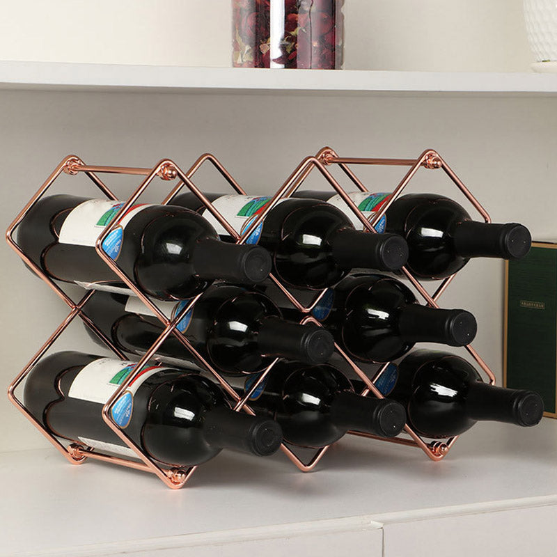 Metal Wine Bottle Rack Glam Style Wine Bottle Rack for Living Room