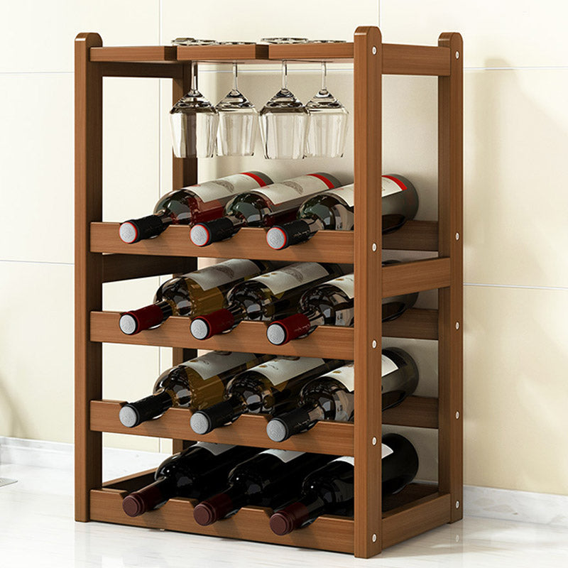 Countertop Wine Rack Solid Wood Wine Bottle Rack for Kitchen