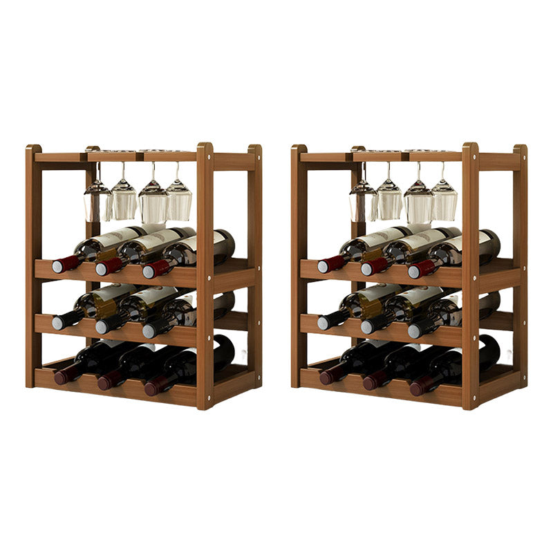 Countertop Wine Rack Solid Wood Wine Bottle Rack for Kitchen