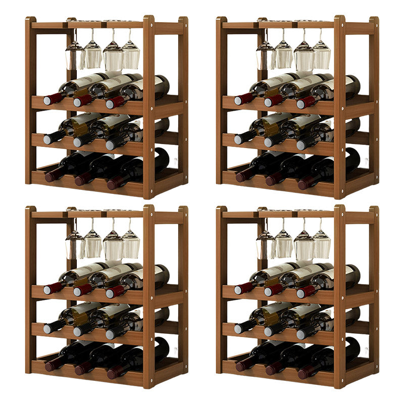Countertop Wine Rack Solid Wood Wine Bottle Rack for Kitchen
