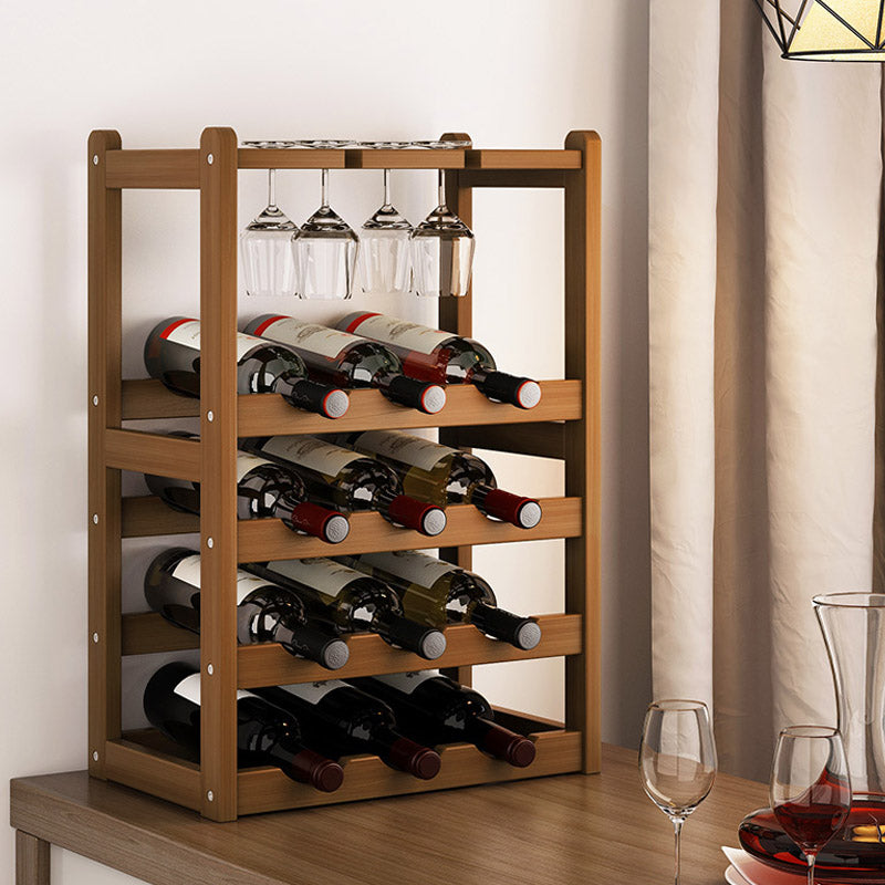 Countertop Wine Rack Solid Wood Wine Bottle Rack for Kitchen