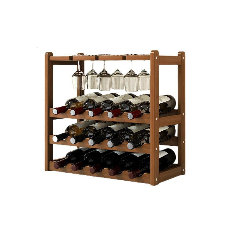 Countertop Wine Rack Solid Wood Wine Bottle Rack for Kitchen