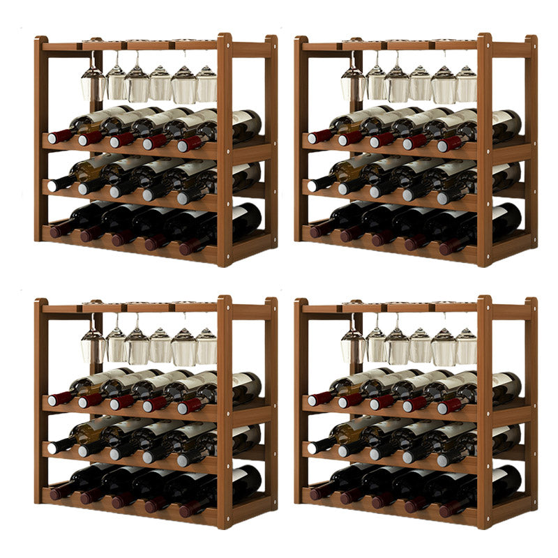 Countertop Wine Rack Solid Wood Wine Bottle Rack for Kitchen