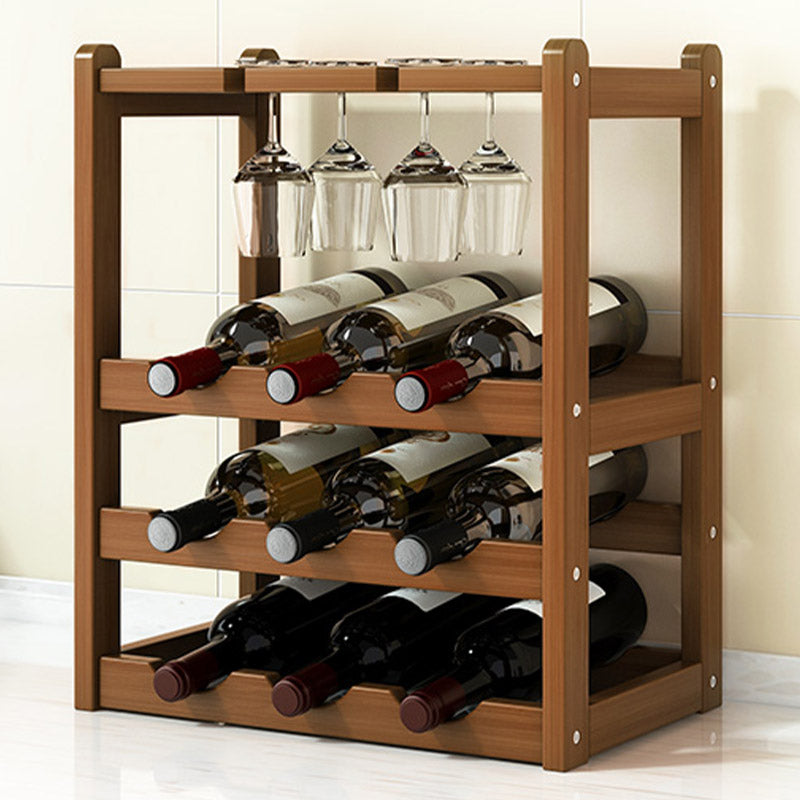 Countertop Wine Rack Solid Wood Wine Bottle Rack for Kitchen