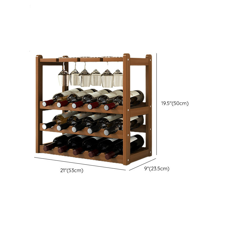 Countertop Wine Rack Solid Wood Wine Bottle Rack for Kitchen