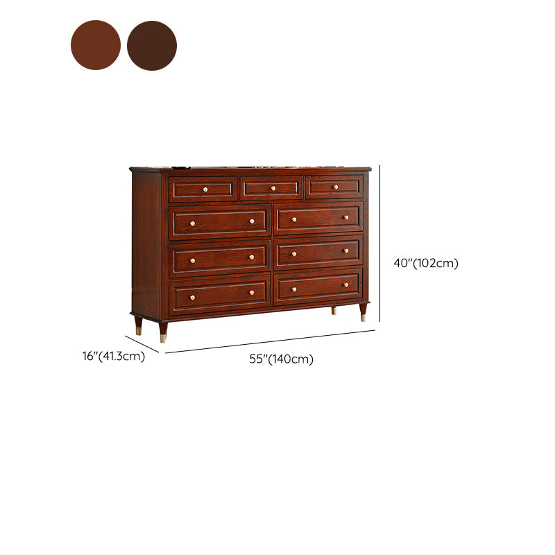 Traditional Storage Chest Solid Wood Dresser with 3/4/6/7/9 Drawers