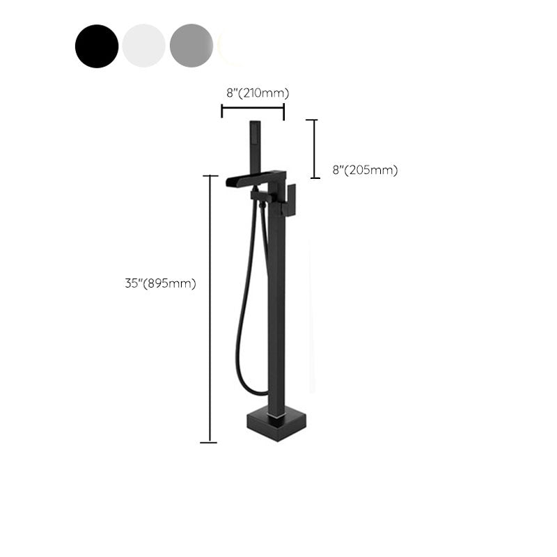 Modern Floor Standing Rod Handle Handheld Shower Head Bathtub Faucet