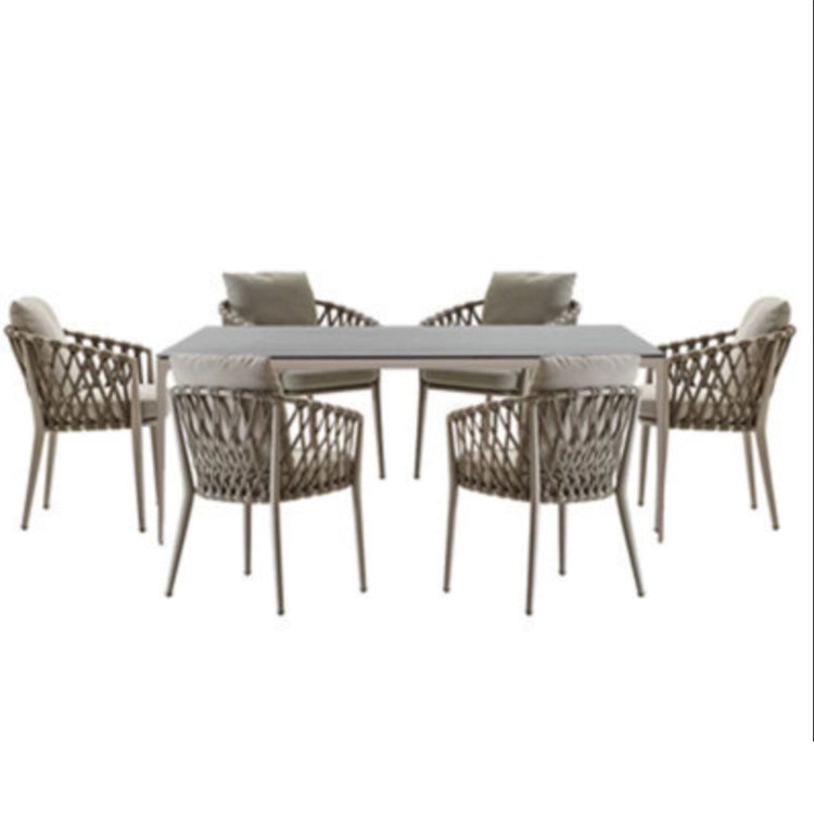 Boho Style Dining Set Rectangular 1/5/7 Pieces Dining Set with Metal Base