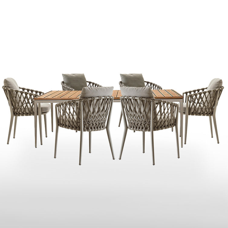 Boho Style Dining Set Rectangular 1/5/7 Pieces Dining Set with Metal Base