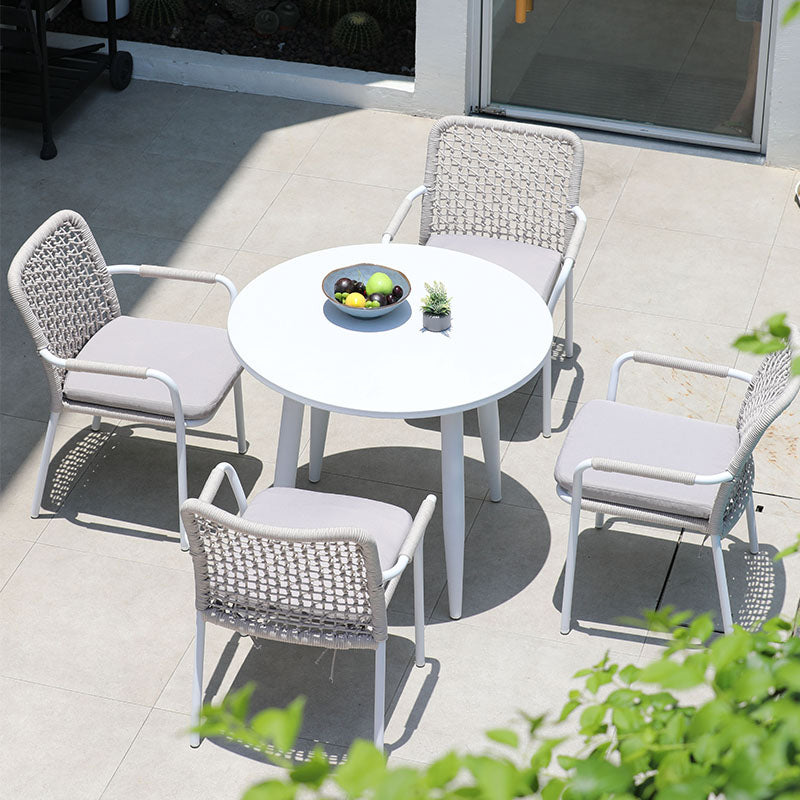 Round White Patio Dining Sets Boho 1/2/3/5/7 Pieces Dining Table Set