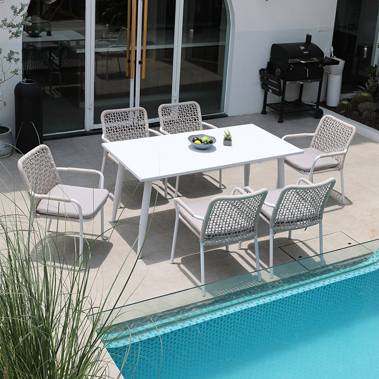 Round White Patio Dining Sets Boho 1/2/3/5/7 Pieces Dining Table Set