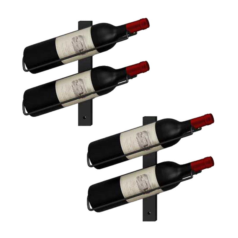 Wall Mounted Iron Bottle Rack Modern Style Wine Rack Bottle in Black