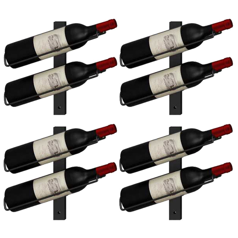 Wall Mounted Iron Bottle Rack Modern Style Wine Rack Bottle in Black