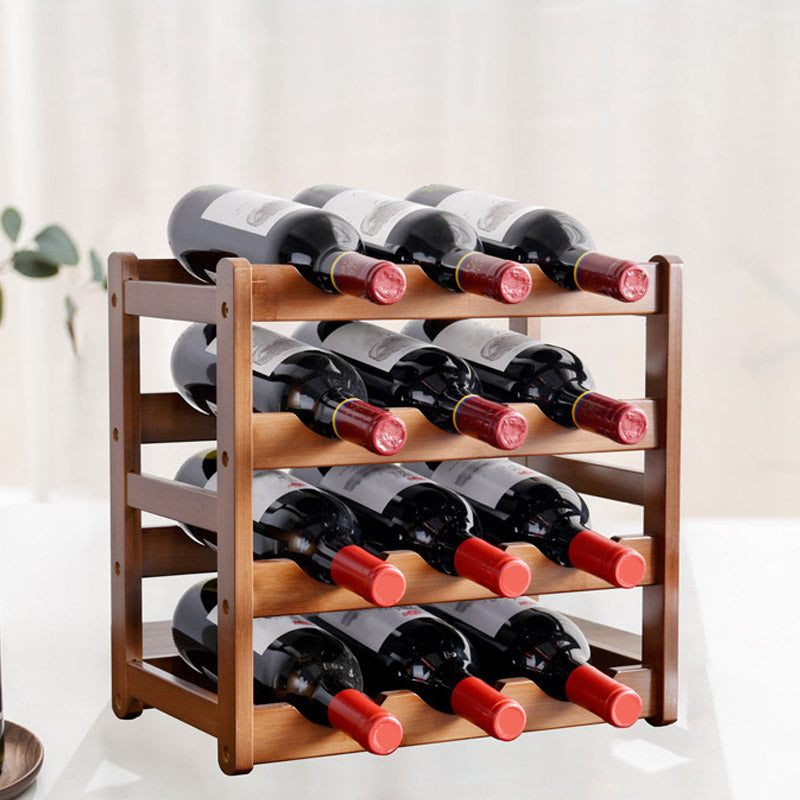 Modern Countertop Wine Rack Solid Wood Wine Bottle Rack for Living Room