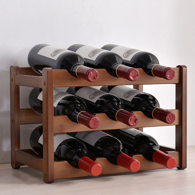 Modern Countertop Wine Rack Solid Wood Wine Bottle Rack for Living Room