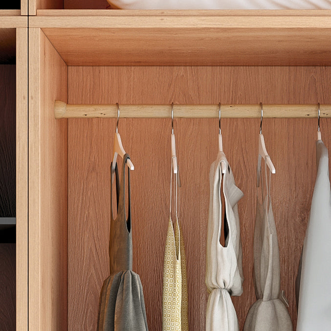 Modern Light Wood Finish Cabinet with Drawers Manufactured Wood Storage Cabinet