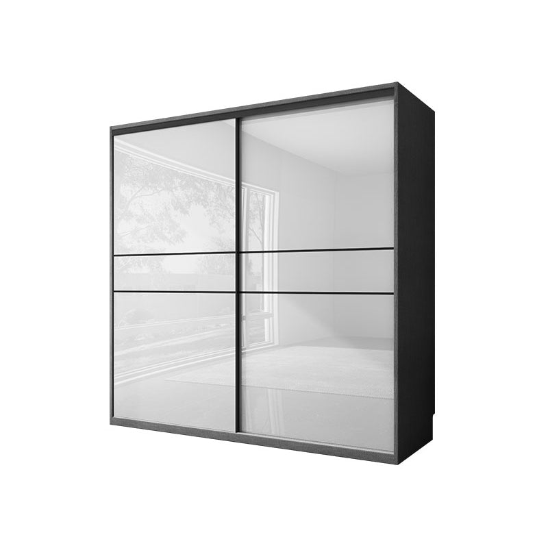 Glossy White Manufactured Wood Storage Cabinet Modern Cabinet with Sliding Doors