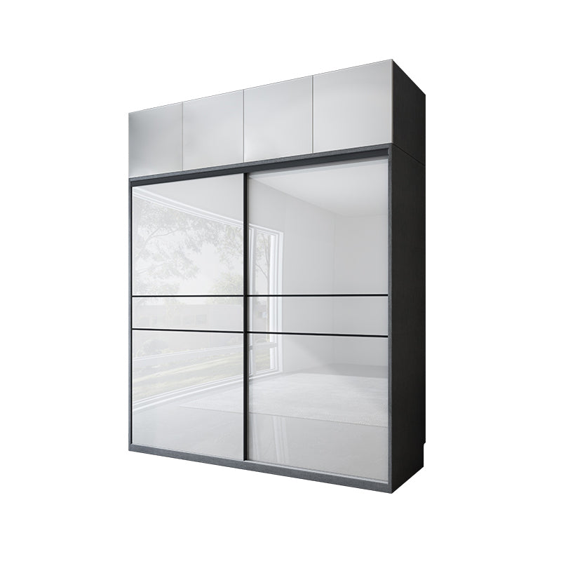 Glossy White Manufactured Wood Storage Cabinet Modern Cabinet with Sliding Doors