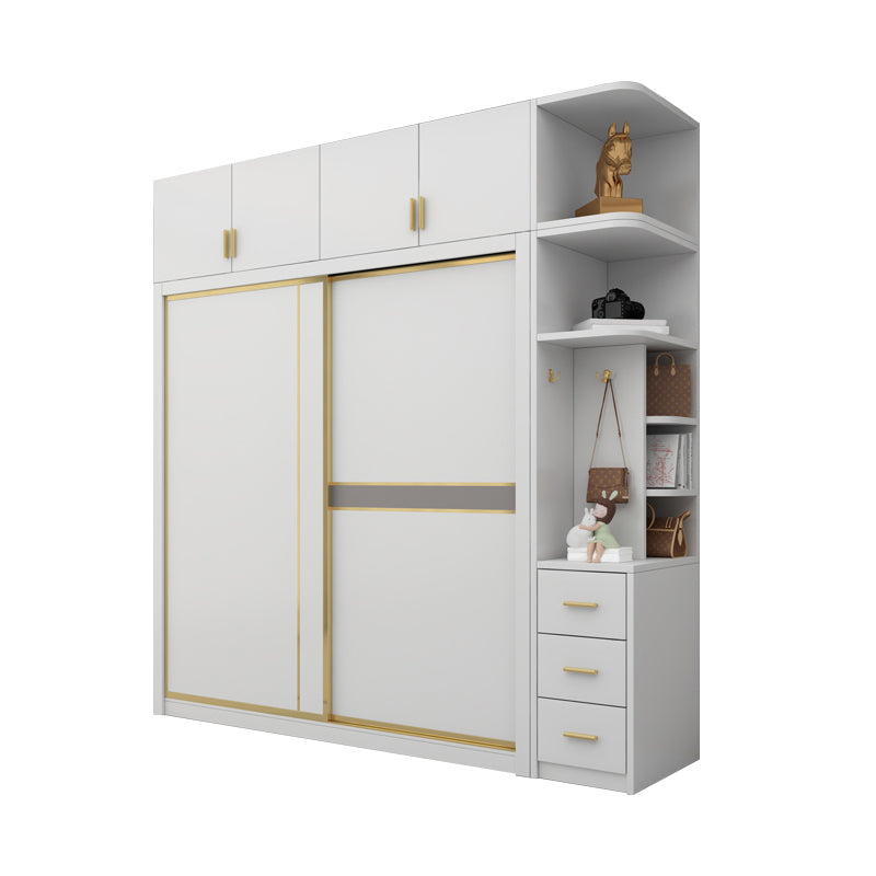 Modern White Wardrobe for Home Manufactured Wood Cabinet with Sliding Doors