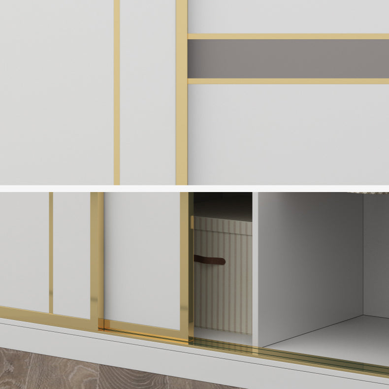 Modern White Wardrobe for Home Manufactured Wood Cabinet with Sliding Doors