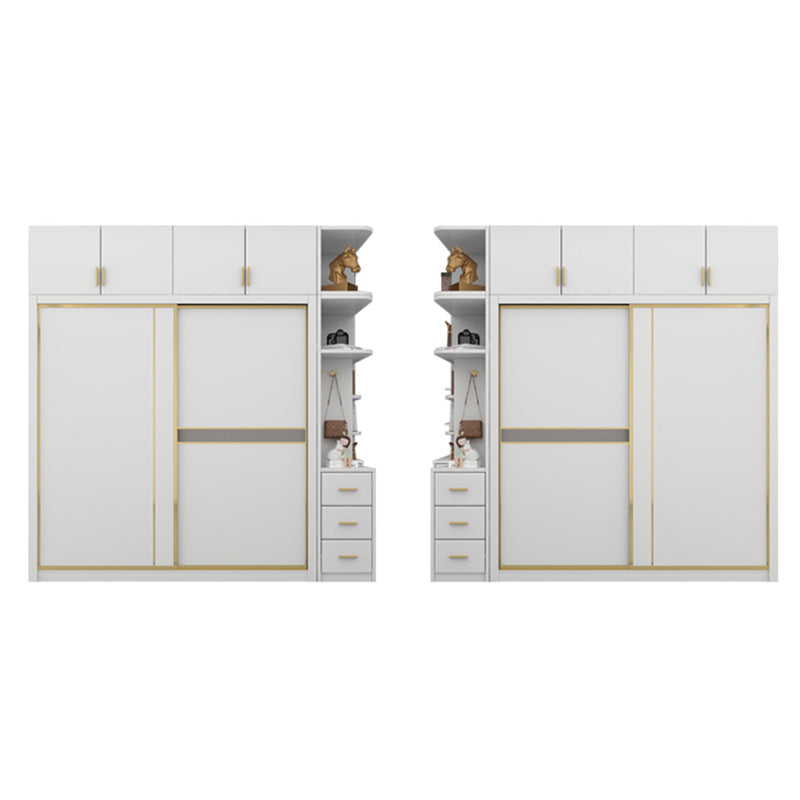 Modern White Wardrobe for Home Manufactured Wood Cabinet with Sliding Doors
