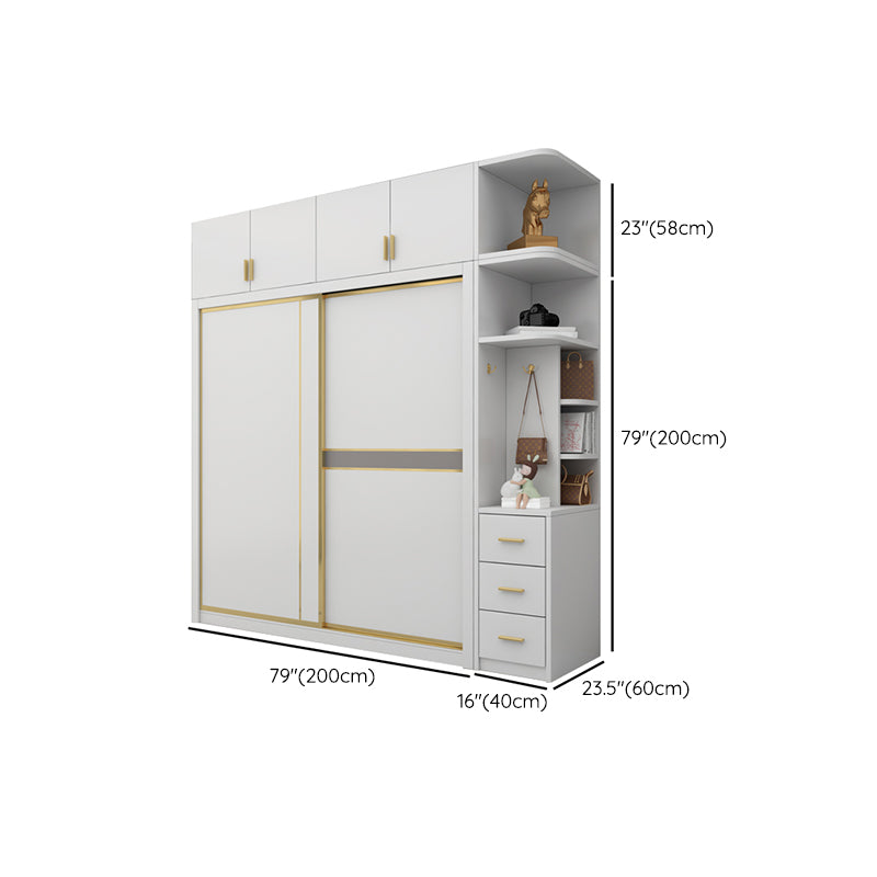 Modern White Wardrobe for Home Manufactured Wood Cabinet with Sliding Doors