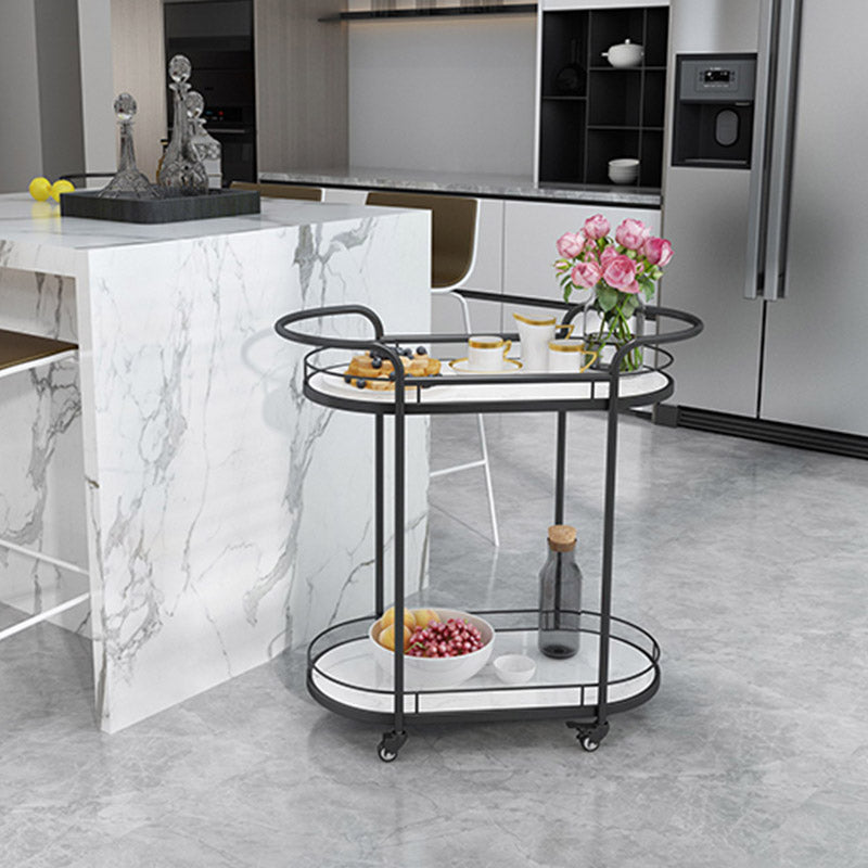 Modern Open Storage Kitchen Trolley Dining Room Rolling Prep Table