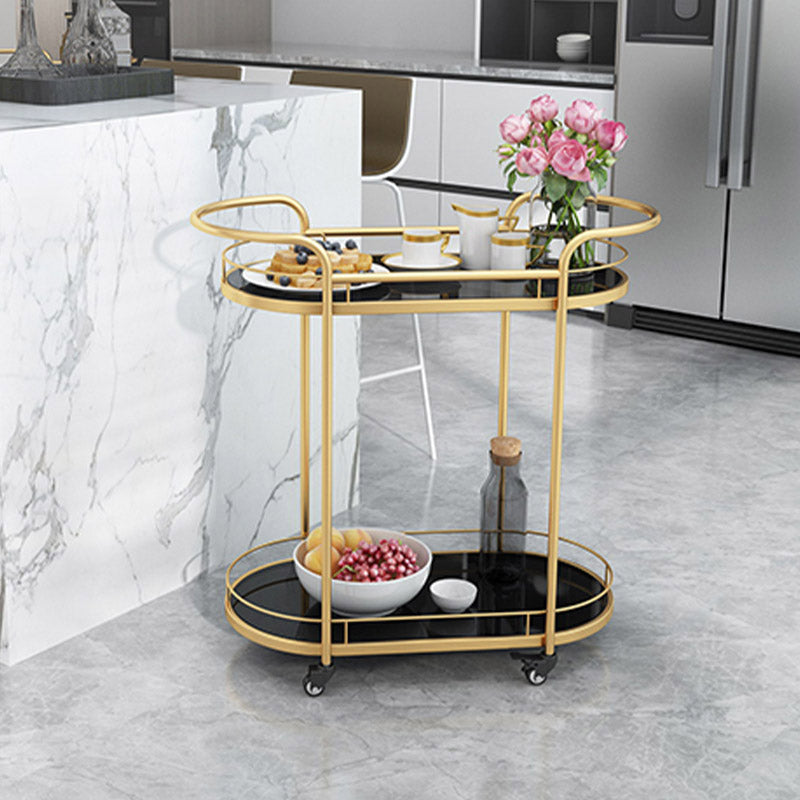 Modern Open Storage Kitchen Trolley Dining Room Rolling Prep Table