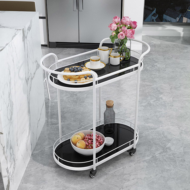 Modern Open Storage Kitchen Trolley Dining Room Rolling Prep Table
