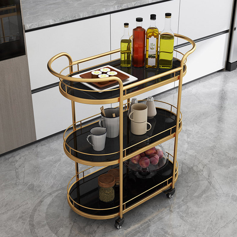 Modern Open Storage Kitchen Trolley Dining Room Rolling Prep Table