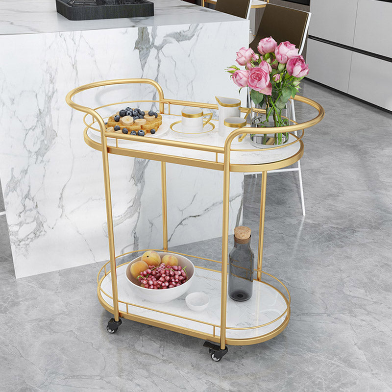 Modern Open Storage Kitchen Trolley Dining Room Rolling Prep Table