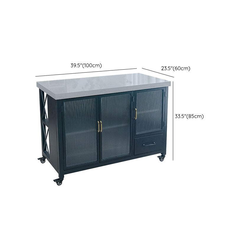 Modern Rectangular Prep Table Rolling Dining Room Kitchen Trolley