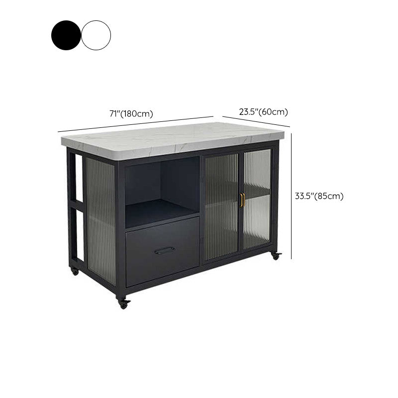 Modern Prep Table Rectangular Rolling Dining Room Kitchen Trolley