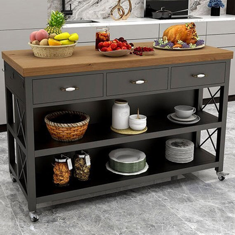 Modern Open Storage Prep Table Dining Room Kitchen Trolley with Drawer